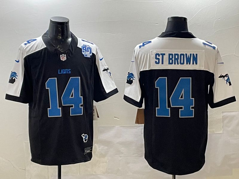 Men Detroit Lions #14 St Brown Black Thanksgiving three generations 2025 Nike Limited NFL Jersey style 2